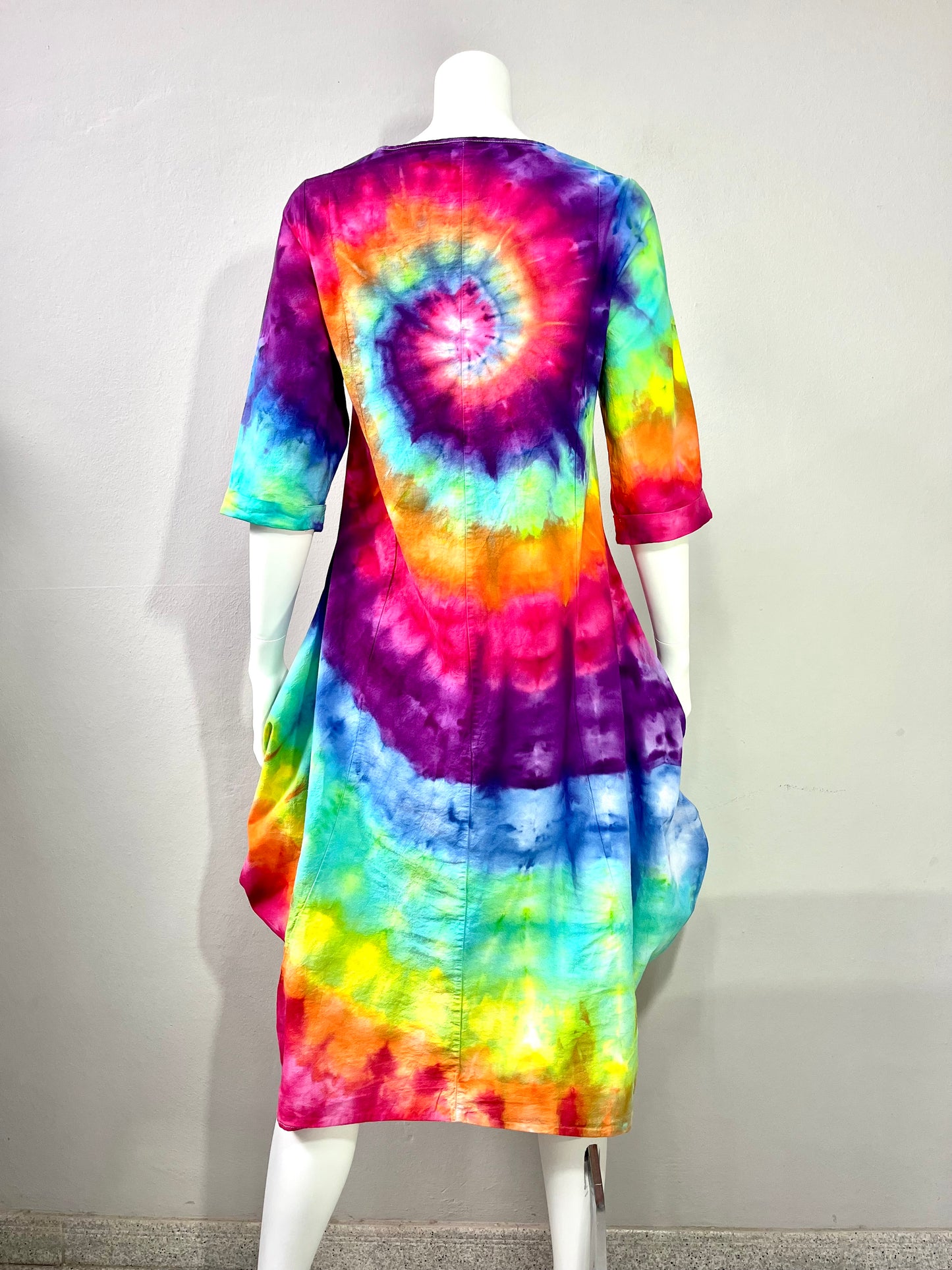 Rainbow Spiral Cotton Dress – One of a Kind