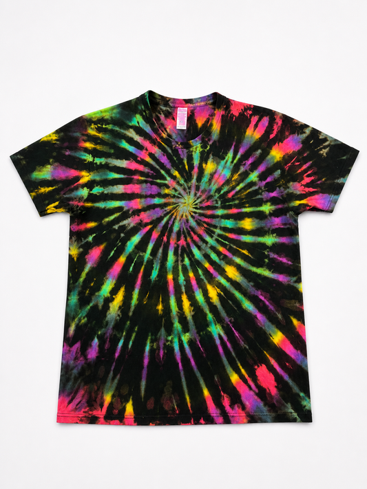 Midnight Spiral Reverse Tie Dye T-Shirt - Size L