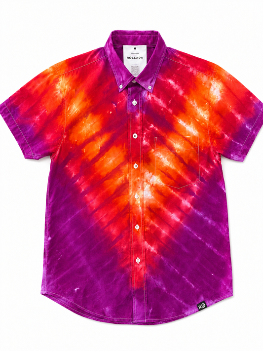 🔥 Sunset Fire Hot Water Tie Dye Poplin Shirt 🔥