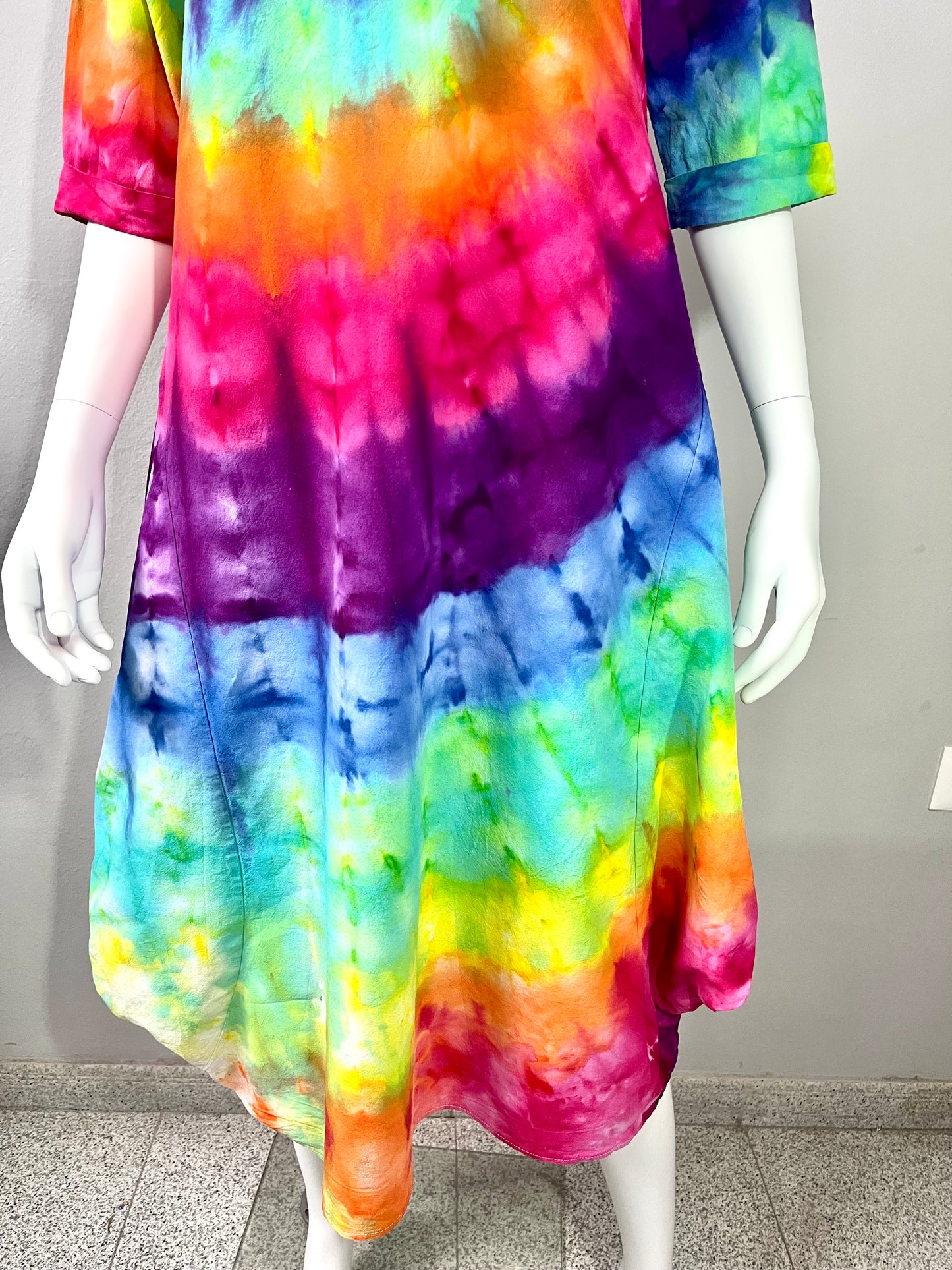 Rainbow Spiral Cotton Dress – One of a Kind