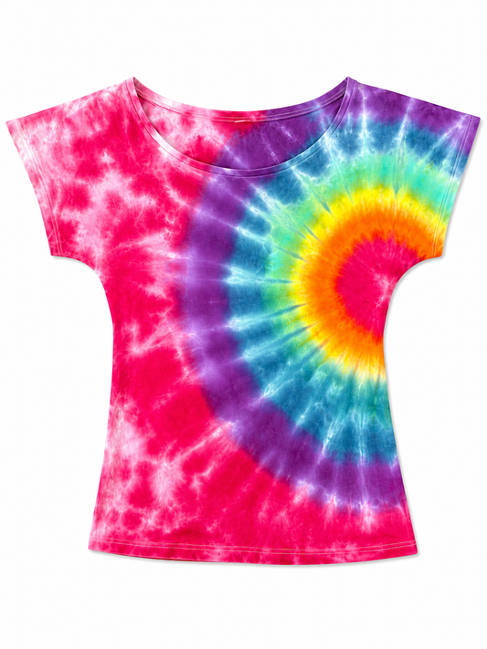 🌈 Rainbow Fanfold Off-Shoulder Tie Dye Top 🌈