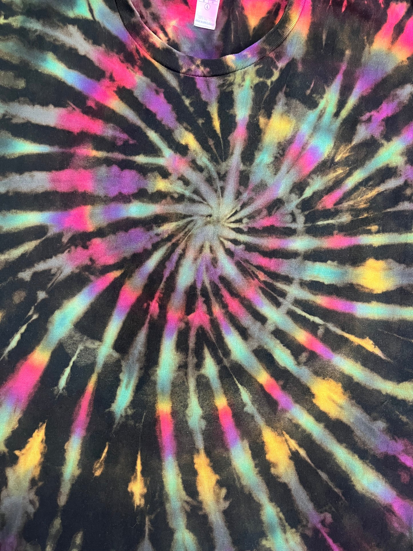 Midnight Spiral Reverse Tie Dye T-Shirt - Size L