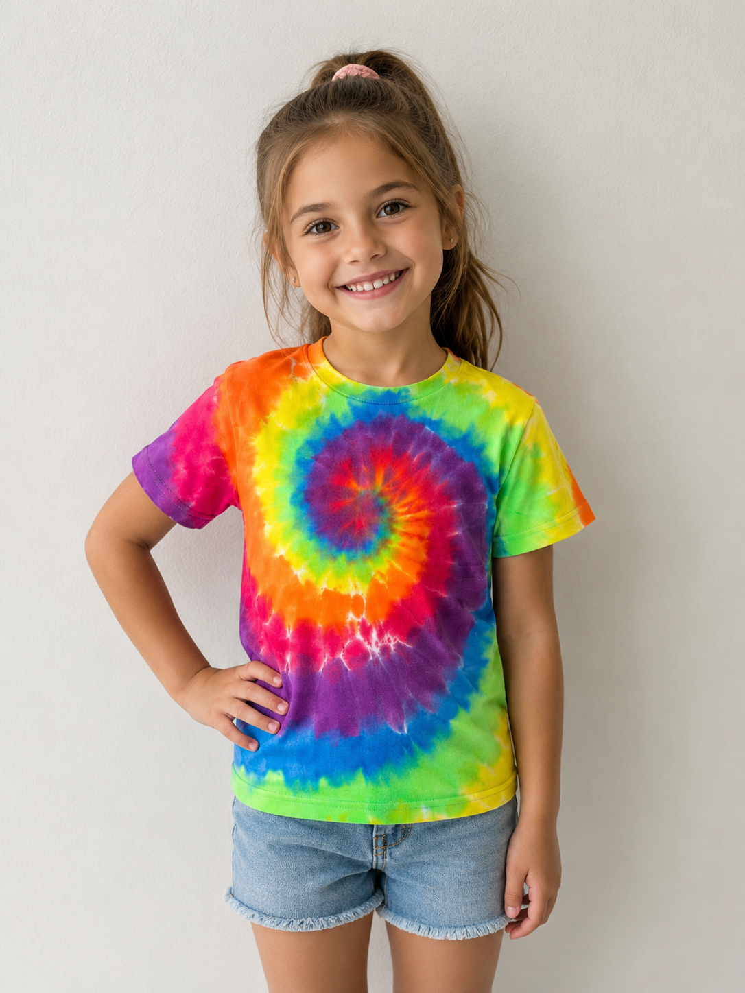 Kids Rainbow Spiral Tie Dye T-Shirt