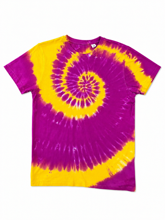 💜💛 Purple  Yellow Spiral Tie Dye T-Shirt – Size S 💛💜