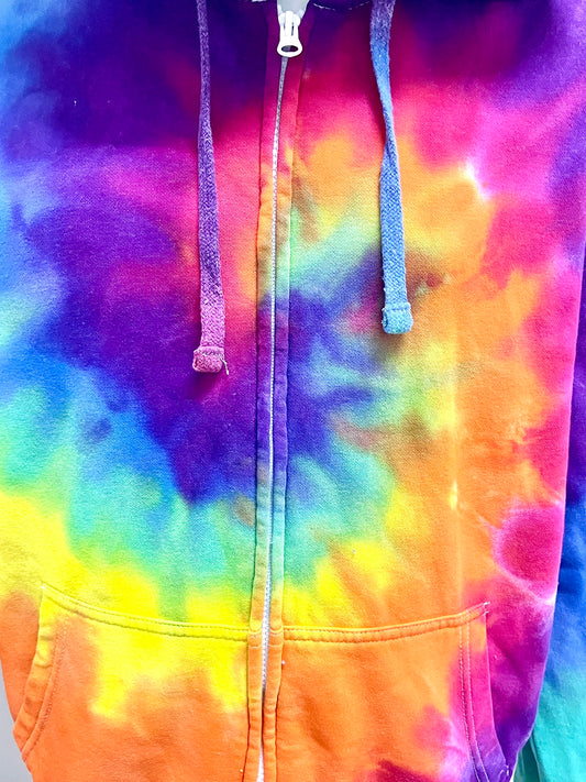 Rainbow Spiral Tie Dye Zip Hoodie
